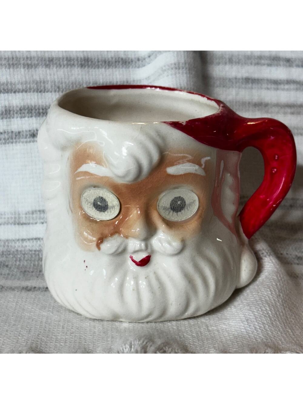 Vintage Santa Mug With Holographic Blinking Eyes From Japan 1950s 1960s Era MCM